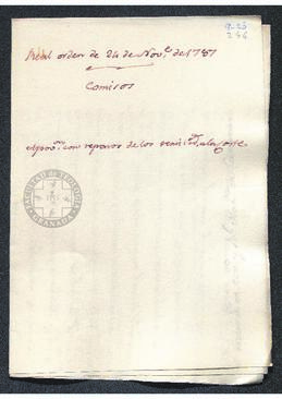 Real Orden de Antonio Valdés al intendente de Caracas, Francisco Saavedra, sobre comisos