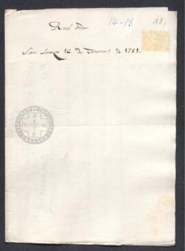 Real Orden de José de Gálvez a Francisco de Saavedra, notificando la recepción de la carta que el conde de Grasse dirigió a Saavedra
