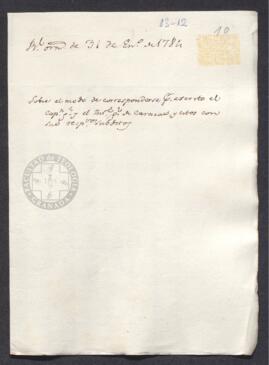 Real Orden de José de Gálvez al intendente de Caracas, Francisco Saavedra, señalando el tratamiento que debe existir entre el gobernador y el intendente de Caracas