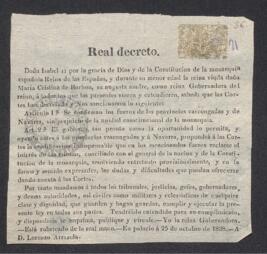 Real Decreto que confirma los fueros de las provincias vascongadas