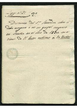 Dictamen de Francisco de saavedra al Consejo de Guerra, censurando un papel impreso en Sevilla en 1790, con el título: El buen militar a la violeta