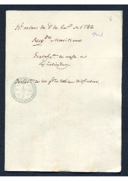 Real Orden de José de Gálvez al intendente de Caracas, Francisco Saavedra, en la que se regula el corso y el resguardo marítimo
