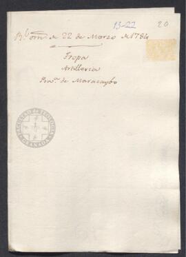 Real Orden de José de Gálvez al intendente de Caracas, Francisco Saavedra, sobre tropa y artillería de la provincia de Maracaibo