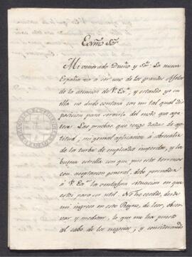 Carta particular José de Austria a Francisco de Saavedra, en la que propone la necesidad de hacer una visita al Consulado de México