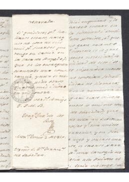 Carta reservada de Joaquín Gutiérrez de los Ríos a Francisco de Saavedra, ofreciéndole un préstamo de 6.000 pesos