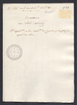 Real Orden de José de Gálvez al intendente de Caracas, Francisco de Saavedra, aprobado el comercio de cueros a cambio de dinero y esclavos con las colonias extranjeras