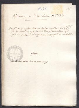 Real Orden de José de Gálvez al intendente de Caracas, Francisco de Saavedra, exigiendo la entrega de una cantidad de dinero al administrador general de las rentas de Venezuela