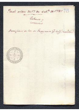 Real Orden de Antonio Valdés al intendente de Caracas, Francisco Saavedra, concediendo una licencia de comercio a un mercader de Guayana