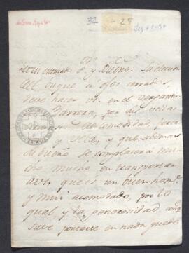 Carta de  Antonio Eyaralar a Francisco de Saavedra, en la que se planifica en embarque de éste rumbo a España