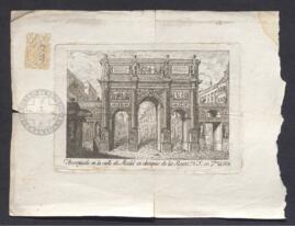 Grabado del arco erigido en la calle de Alcalá, 7 de diciembre de 1816