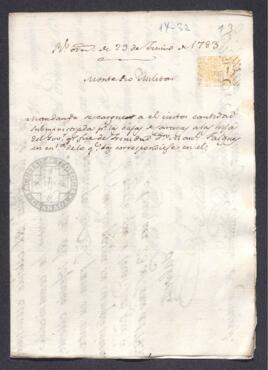 Real Orden de José de Gálvez al intendente de Caracas, Francisco de Saavedra, aprobando un socorro a los huérfanos del gobernador Manuel Falques de isla Trinidad